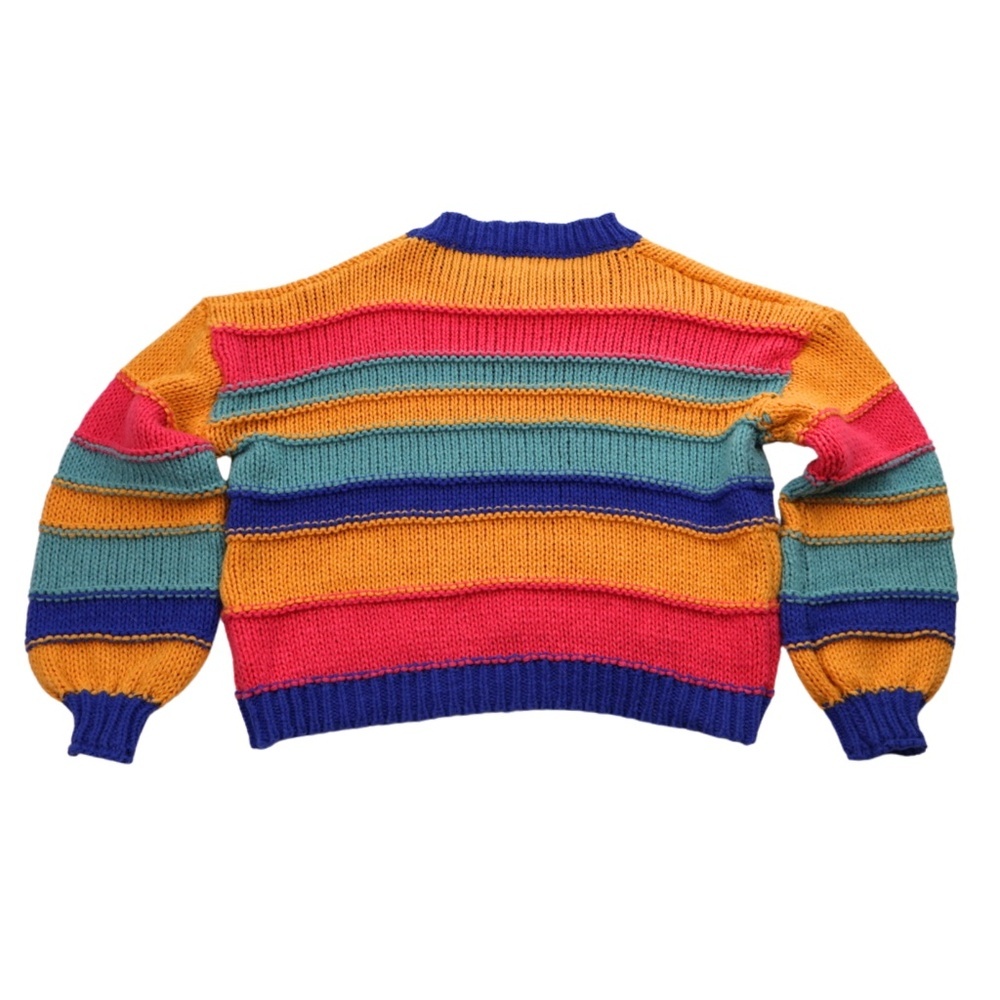 Debut Colorblock Chunky Knit Sweater Size Small Cropped Striped - Picture 2 of 10